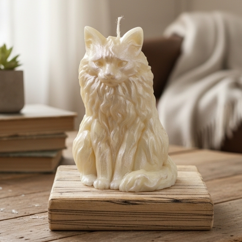 Maine Coon Cat Handmade Soy Pillar Candle Home Decor Gifts